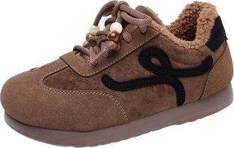 Generic Women Winter Cotton Padded and Fleece Lined Non Slip Snow Boots Warm and Frost Resistant Casual Sports Ankle Boots (Brown,4.5)