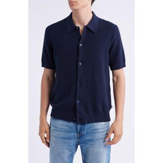 Nn.07 Nolan 6695 Organic Cotton Polo Cardigan in Navy Blue at Nordstrom Rack, Size Medium