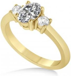 Allurez Oval Lab Grown Diamond Three-Stone Engagement Ring 14k Yellow Gold (1.20ct)