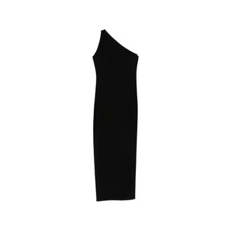 Norma Kamali Maxi Dresses, female, Black, Size: XS One Shoulder Long Dress with Side Slit