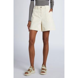 Moncler Stretch Cotton Gabardine Shorts in White at Nordstrom, Size 2 Us