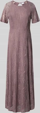 Vila Maxikleid aus Spitze mit Rundhalsausschnitt in Mauve, Größe XL