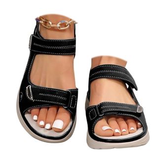 Generic Orthopedic Wide Sandals for Women 2026,Summer Casual Flat Boho Open Toe Flower Platform Sandals Solid Color Slip-On Beach Casual Comfortable Summer Ba