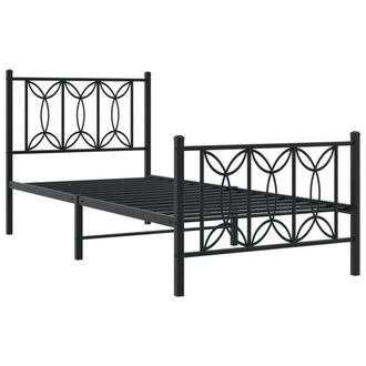 Berkfield Home Metal Bed Frame without Mattress with Footboard Black 90x200cm | Size: 90x200 cm
