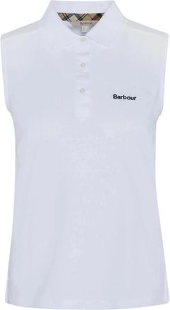 Barbour Mouwloze Bowford Polo Wit - Dames - Tops zonder mouwen - Wit - L - Katoen - Tops