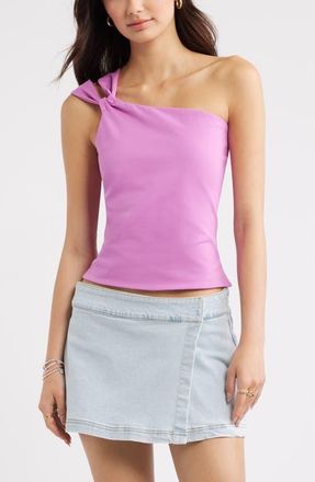 BP. Stretch Cotton One-Shoulder Tank in Pink Crocus at Nordstrom, Size Xx-Small
