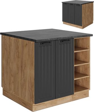Vicco Isla De Cocina Fame-line, Gris Oscuro, 90 Cm Con Caj&oacute;n, Sin Encimera, Vicco