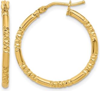 Diamond2Deal 14K Yellow Gold Textured Round Shape Hoop Earrings 25 mm