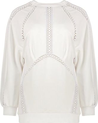 Alberta Ferretti Cotton Sweatshirt - female - Alberta Ferretti - Sweatshirts - White - S - Sweatshirts & Hoodies