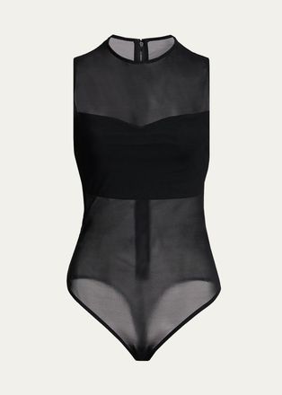 Alice & Olivia Mesh Bandeau Bodysuit