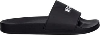 Msgm Logo Slides - Heren - Sandalen - Zwart - 41 EU - Polyester - Schoenen