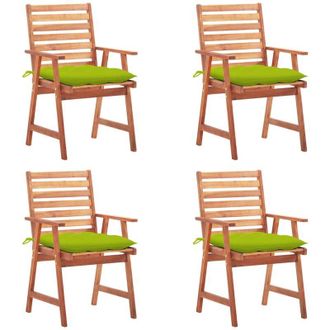 vidaXL Vidaxl - Sillas Comedor De Jard&iacute;n Y Cojines 4 Uds Madera Maciza Acacia
