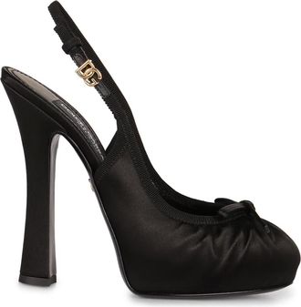 Dolce & Gabbana Schoenen, Dames, Zwart, 39 1/2 EU, Katoen, Vally Satin Slingback Pump