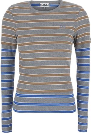 Ganni Long Sleeve Mesh Top - Dames - Longsleeves - Veelkleurig - M - Katoen - Tops