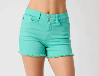 Judy Blue Tidal Wave Shorts In Aqua