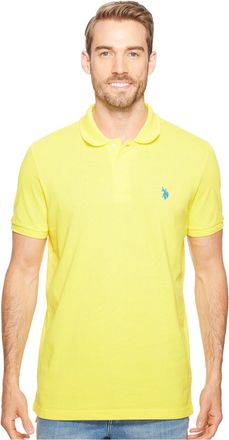 U.S.Polo Association Mens Classic Polo Shirt, Mid Day Yellow, Large