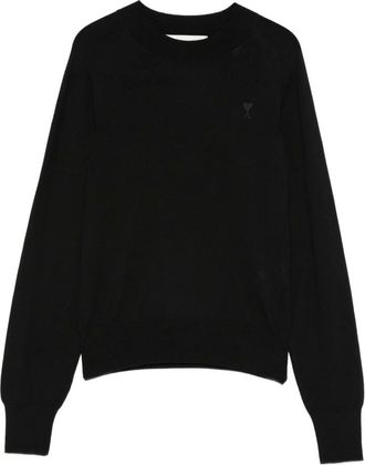 Ami Jersey con detalle de cuello redondo - Knitwear - Mujer - Negro - S