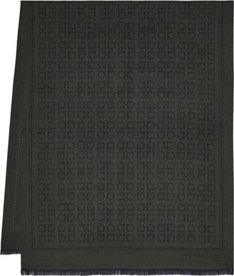 Ferragamo Sciarpa con motivo Gancini - Verde