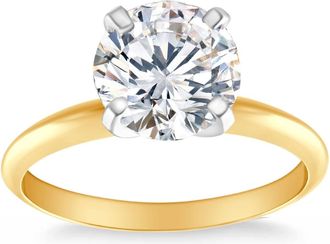 Pompeii3 Certified 3Ct Diamond Solitaire 14k Yellow Gold Round Cut Engagement Ring Lab Grown