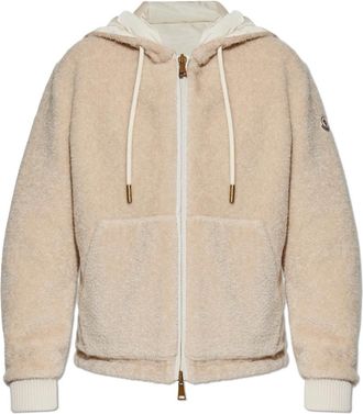 Moncler Jassen, Dames, Beige, XS, Katoen, Omkeerbaar capuchonjack