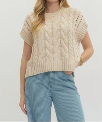 Entro Sweater Vest Top In Oatmeal