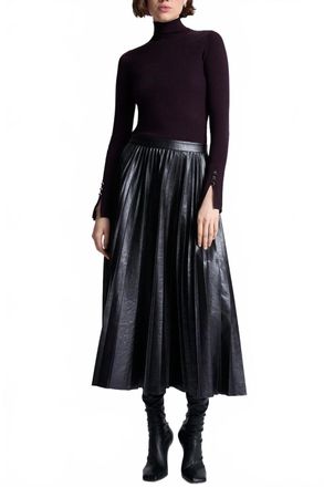 A.L.C. Etta Midi Skirt In Deepest Brown