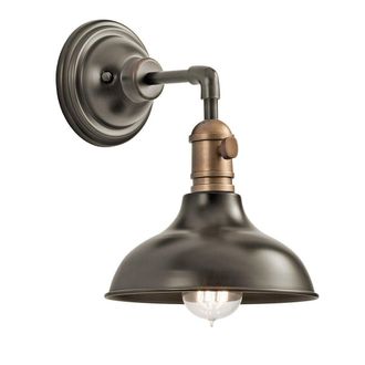 Loops Wall Light Retro Industrial Wide Bell Shade Olde Bronze LED E27 60W