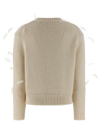 Jil Sander Feather-Appliqu&eacute; Alpaca-Wool Sweater - cream