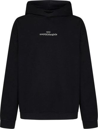 Maison Margiela Minimalist Black Hoodie With Upside-Down Logo