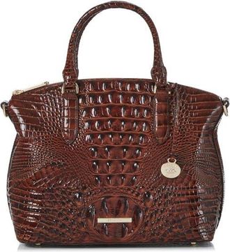 Brahmin Duxbury Croc Embossed Leather Satchel in Dark Pecan at Nordstrom