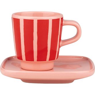 Marimekko Oiva Piccolo Espresso Cup & Saucer in Orange at Nordstrom, Size One Size Oz