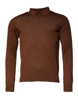 Dolce & Gabbana Brown Cashmere Buttoned Men Pullover Mens Sweater
