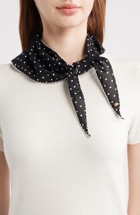 Lele Sadoughi Picot Trim Triangle Scarf in Jet Dot at Nordstrom