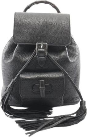 Gucci Pre-owned Bamboo Rugzak - Dames - Vintage Rugzakken - Zwart - ONE Size - Bamboe - Vintage