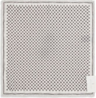 Brunello Cucinelli Mens Silk Pochette With Geometric Pattern Nocciola Scarf Scarfs