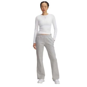 Under Armour Rival-joggingbroek met zijstrepen en uitlopende pijpen voor dames (Grijs gem&ecirc;leerd gem&ecirc;leerd)