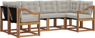 vidaXL Conjunto De Sof&aacute;s De Exterior 6 Uds. Natural Y Gris Claro Vidaxl
