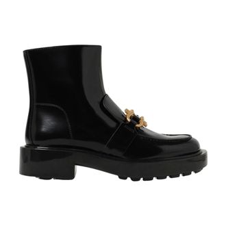 Bottega Veneta Black Chain Detail Flat Ankle Boots
