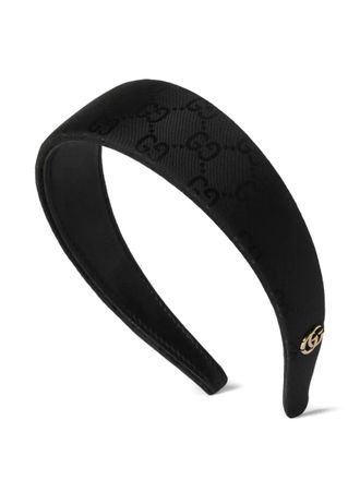 Gucci GGI haarband met leren afwerking - Zwart