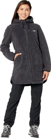 L.L.Bean L. L.Bean Mountain Pile Coat Womens Alloy Gray Fleece Full Zip Hooded Cozy JZZ13