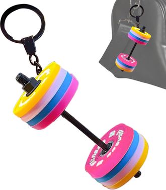Generic Dumbbell Keychain - 3.15x1.97 Inches Sports Detachable Dumbbell Keyring | Rubber Design Weightlifting Keychain | Fitness Gym Accessory, Decorative Bag