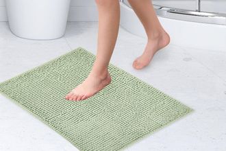TJ Hughes Noodle Soft Touch Non-Slip Bathroom Rug in Sage Green - TJ Hughes