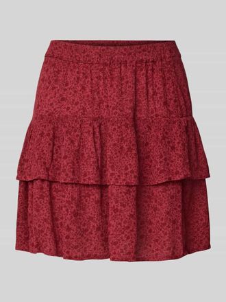 Only Ausgestellter Mini-Rock aus reiner Viskose Modell 30 BERYL in Kirsche Melange, Gr&ouml;&szlig;e L