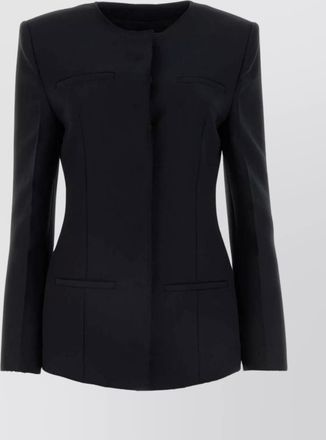 Msgm stretch polyester blend blazer with front pockets