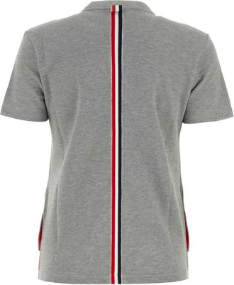 Thom Browne Relaxed Fit Kurzarm-T-Shirt mit RWB-Streifen in der Mitte hinten aus klassischem Piqu&eacute;