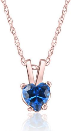 Pompeii3 Womens 1/2ct Blue Heart Shape Sapphire Pendent Rose Gold 18 Chain Necklace
