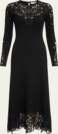 Sea New York Adelina Battenberg Lace Merino Wool Midi Dress