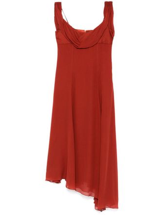 Del Core Gedrapeerde midi-jurk - Rood