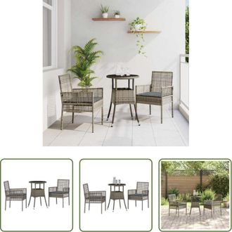 vidaXL vidaXL Sedie da giardino - Set da Pranzo per Giardino 3 pcs Grigio polyrattan