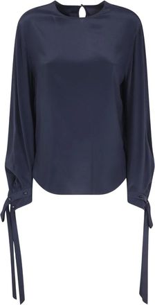 Alberta Ferretti Blouse met strikmanchetten - Dames - Blouses - Blauw - XL - Overhemden